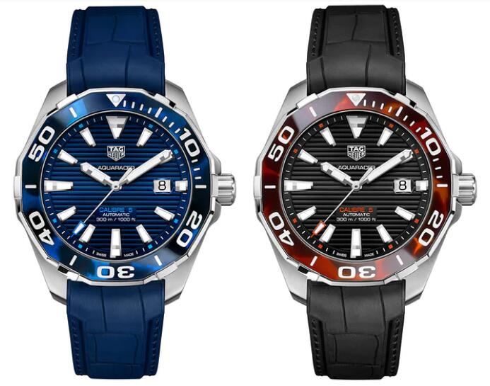 Replica TAG Heuer Aquaracer Tortoiseshell Effect Ceramic Blue And Black Sunray Steel Watch Guide