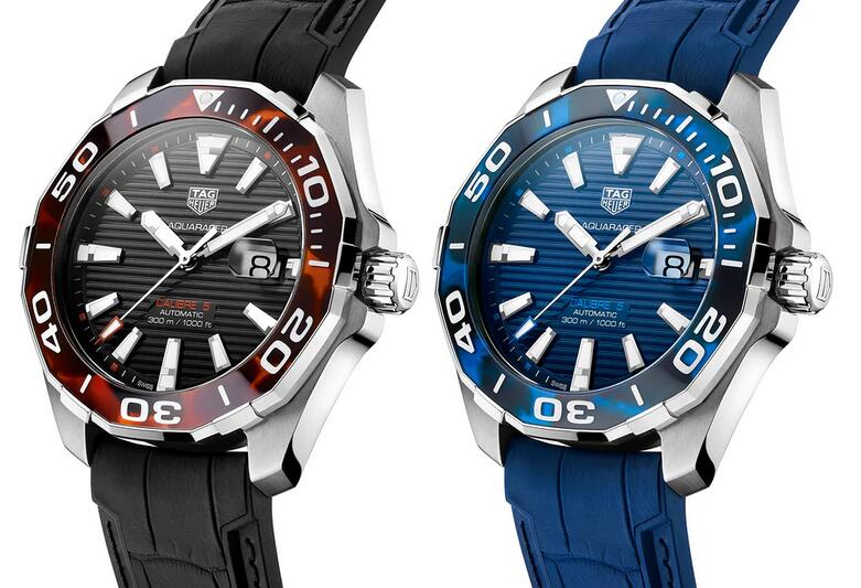 Replica TAG Heuer Aquaracer Tortoiseshell Effect Ceramic Blue And Black Sunray Steel Watch Guide